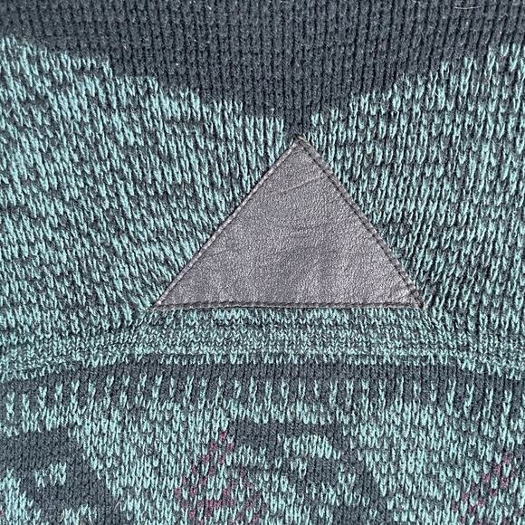 Vintage Michael Gerald Sweater Mens Large Green Crewneck Pullover Knit Geometric - Picture 11 of 16